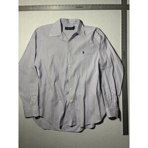 Ralph Lauren Button Down Long Sleeve Men’s Blu & Wht Stripe Size Large 16 1/2 /